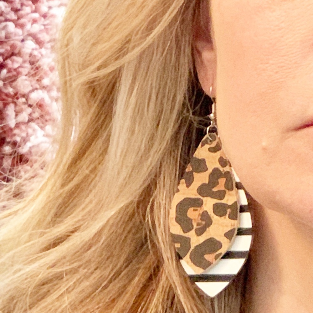 Striped and Leopard Print Earrings